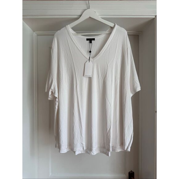Universal Standard White Martha V-Neck Stovepipe Sleeve T-Shirt sz XL NWT - Picture 5 of 12